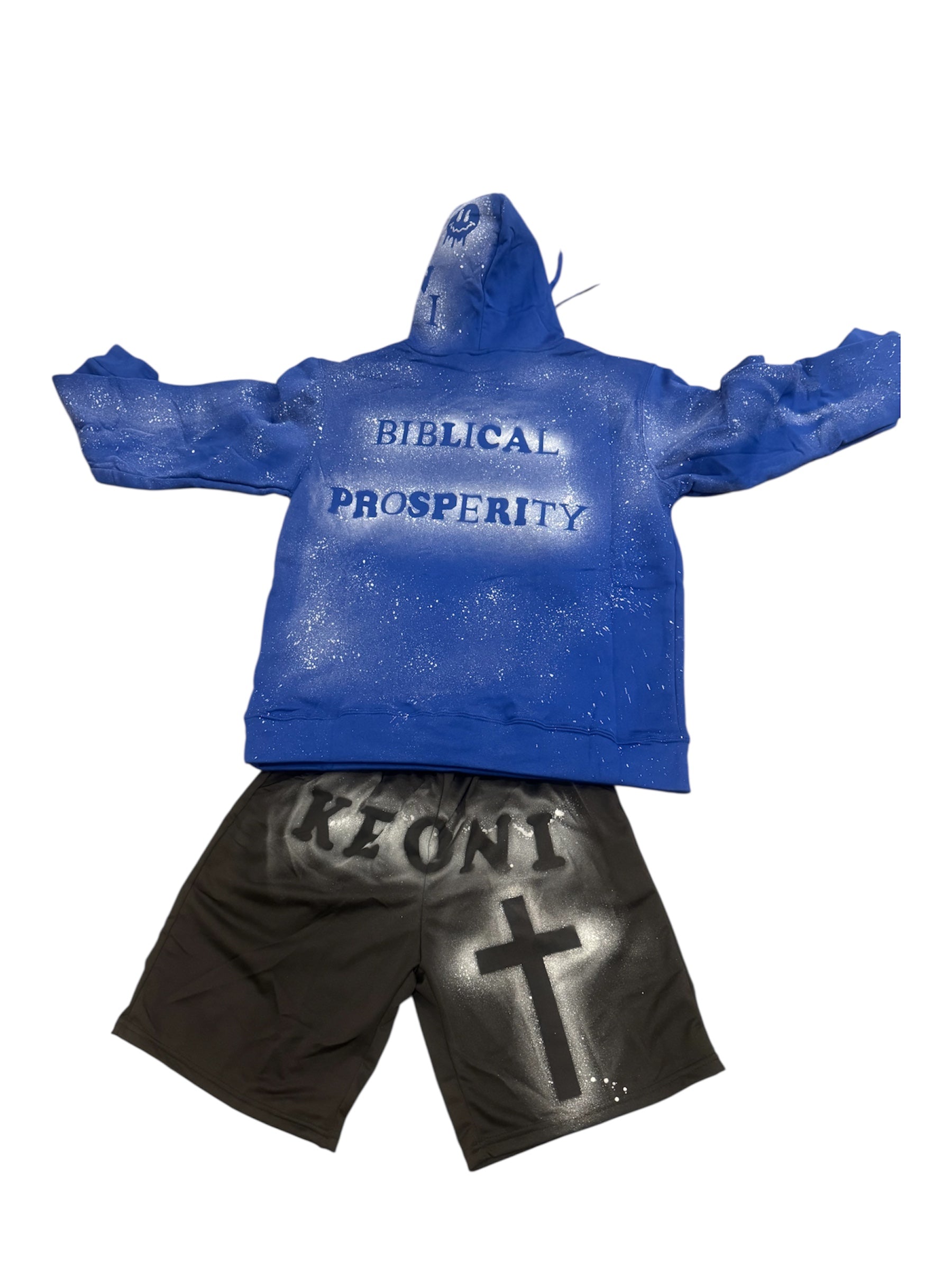 Keoni Biblical Prosperity Blue Hoodie Set